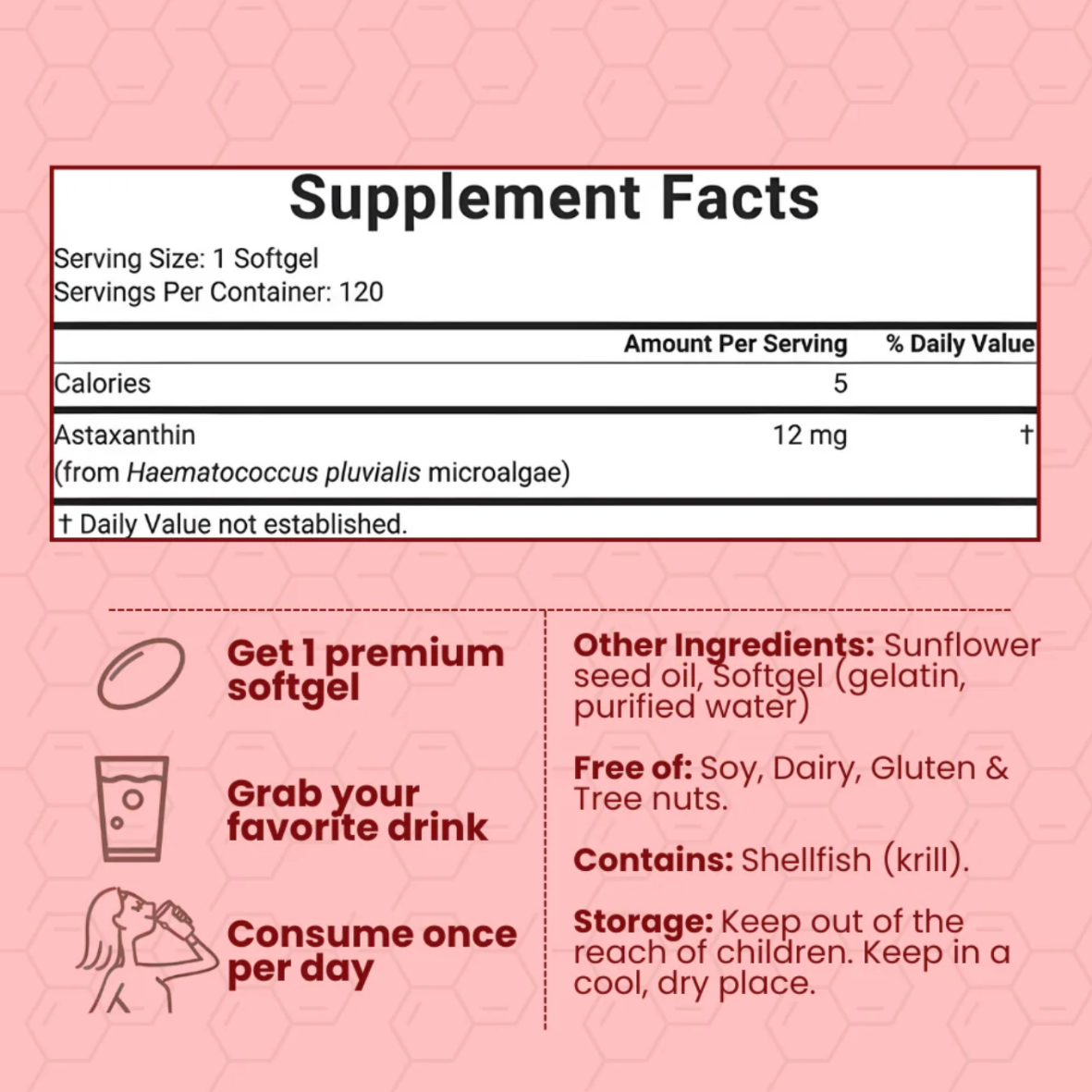 Pure Astaxanthin - 12mg (120 Softgels)
