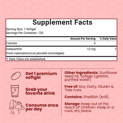 Pure Astaxanthin - 12mg (120 Softgels)